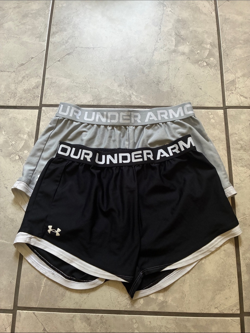 Under Armour Youth Athletic Shorts — Black and Light Gray